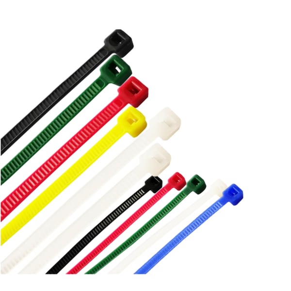 Steel Grip Cable Tie, 4 in, 6 in, 8 in L, 0.81 in, 1.42 in, 2.07 in Max Bundle Dia., Assorted Colors, 500 PK ACE600-MU - main